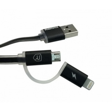 Купить Кабель 2-in-1 Remax Aurora RC-020t Micro-USB+Lightning Black по лучшей цене в Украине 🔔 ,  наш интернет - магазин гарантирует качество и быструю доставку вашего заказа 🚀