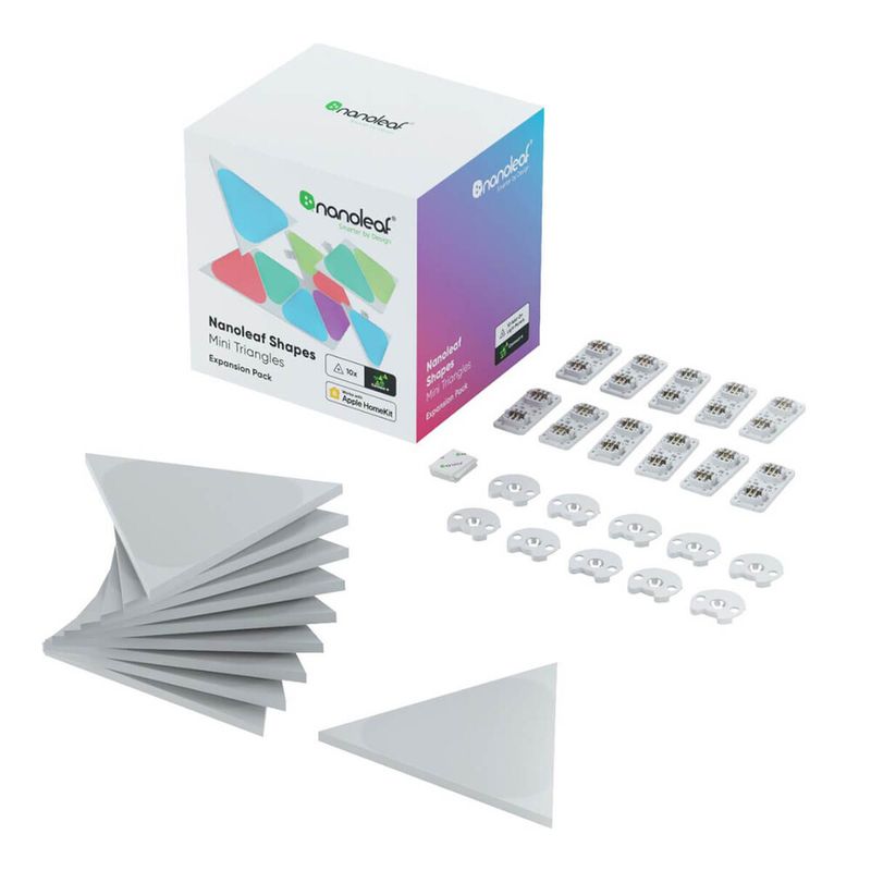 Купить Дополнительные светодиодные модули Nanoleaf Shapes Mini Triangles Expansion Pack HomeKit (10 модулей) по лучшей цене в Украине 🔔 ,  наш интернет - магазин гарантирует качество и быструю доставку вашего заказа 🚀