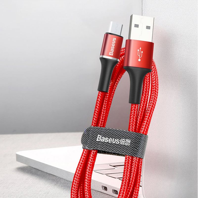 Купить Кабель Baseus halo data cable USB For Micro 3A 1m красный по лучшей цене в Украине 🔔 ,  наш интернет - магазин гарантирует качество и быструю доставку вашего заказа 🚀