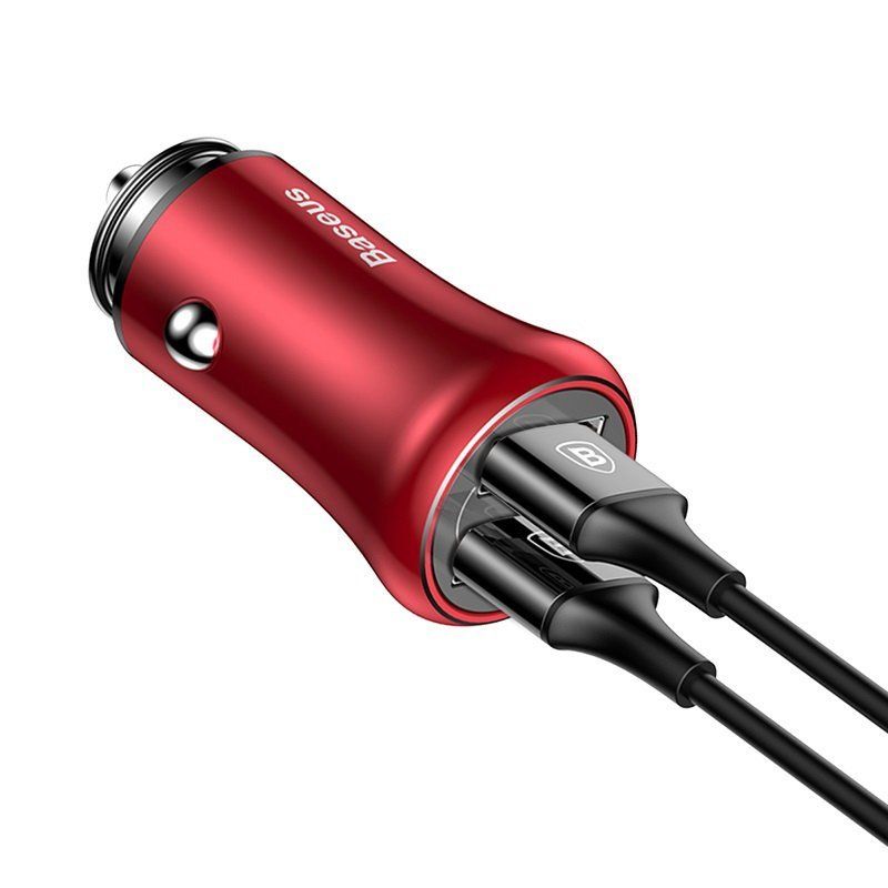 Купить Автомобильное зарядное устройство Baseus Gentleman 4.8A 2-USB красное по лучшей цене в Украине 🔔 ,  наш интернет - магазин гарантирует качество и быструю доставку вашего заказа 🚀