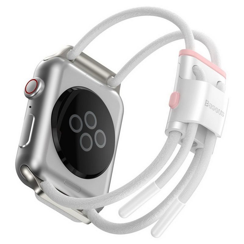 Купить Ремешок Baseus Let's Go Cord Watch Strap белый + розовый для Apple Watch Series 3/4/5/6/SE 38mm/40mm по лучшей цене в Украине 🔔 ,  наш интернет - магазин гарантирует качество и быструю доставку вашего заказа 🚀