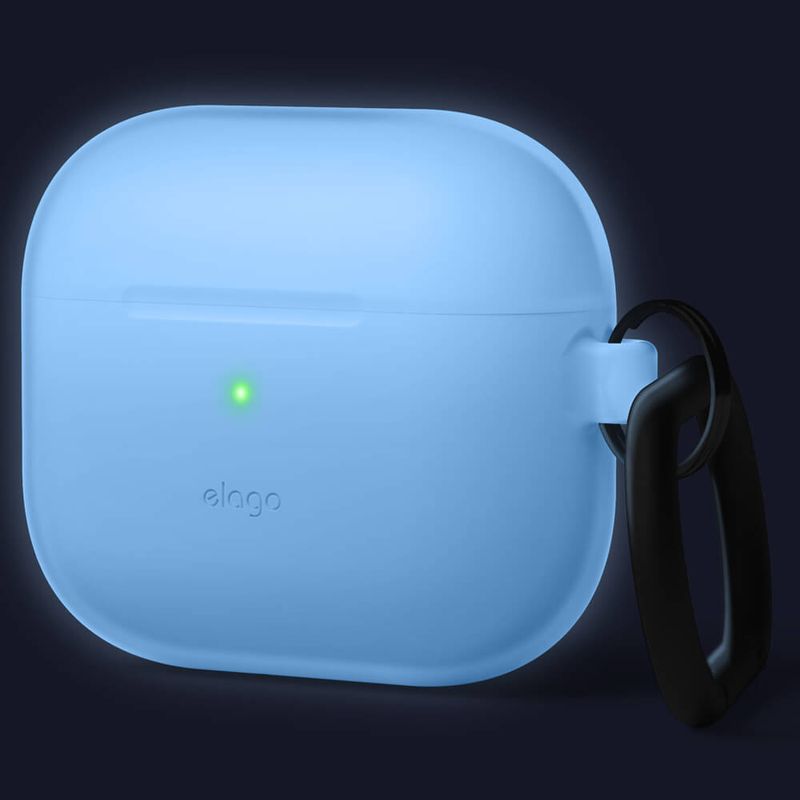 Силіконовий чохол, що світиться, з карабіном elago Silicone Hang Case Nightglow Blue для AirPods 3