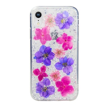 Купить Чехол SwitchEasy Flash Violet прозрачный с цветами для iPhone XR по лучшей цене в Украине 🔔 ,  наш интернет - магазин гарантирует качество и быструю доставку вашего заказа 🚀