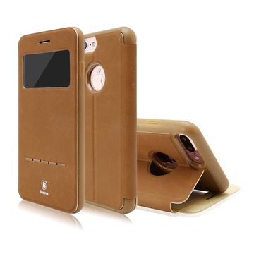 Купить Чехол (книжка) с подставкой Baseus Simple коричневый для iPhone 8 Plus/7 Plus по лучшей цене в Украине 🔔 ,  наш интернет - магазин гарантирует качество и быструю доставку вашего заказа 🚀