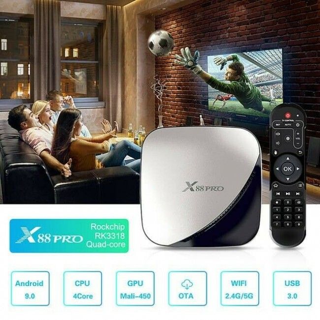 Купить Приставка Smart TV Box X88 Pro RK3318 4Gb/32Gb Black по лучшей цене в Украине 🔔 ,  наш интернет - магазин гарантирует качество и быструю доставку вашего заказа 🚀