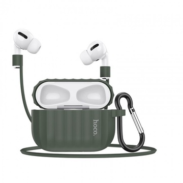 Купить Комплект для Apple Airpods Pro (чехол, карабин, шнур) Hoco WB20 Fenix protective cover Green по лучшей цене в Украине 🔔 ,  наш интернет - магазин гарантирует качество и быструю доставку вашего заказа 🚀