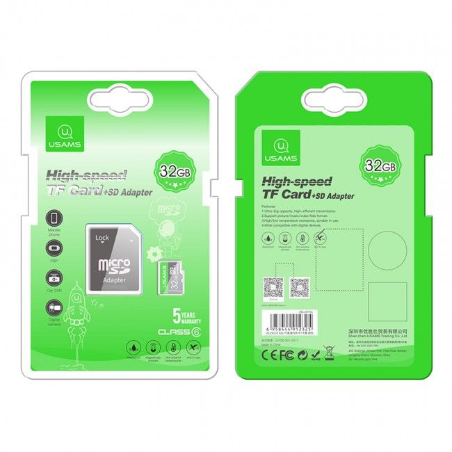 Купить Карта памяти Micro SDHC Card с адаптером Usams US-ZB118 High Speed TF Card 32Gb по лучшей цене в Украине 🔔 ,  наш интернет - магазин гарантирует качество и быструю доставку вашего заказа 🚀