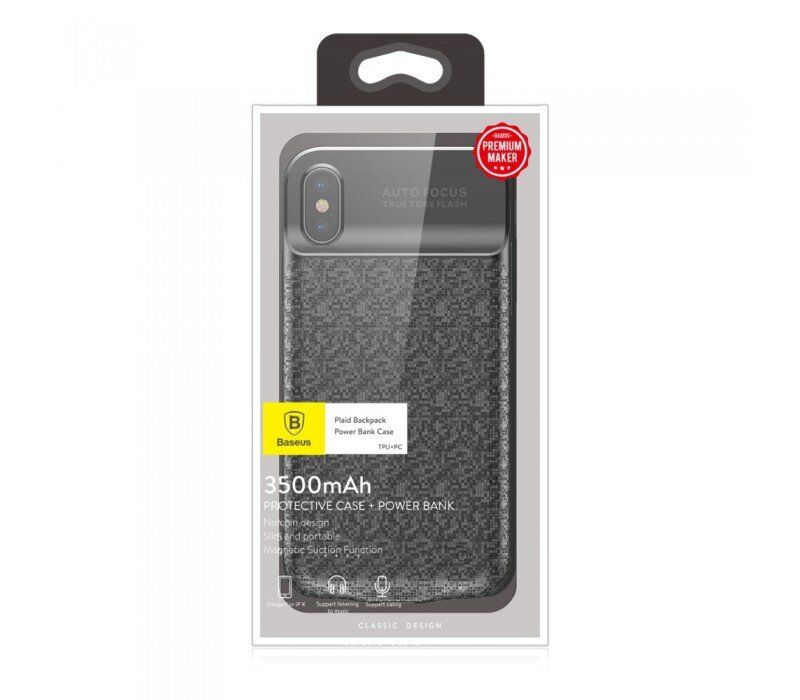 Купити Чехол-PowerBank Baseus Plaid Backpack 3500mAh для iPhone X Black за найкращою ціною в Україні 🔔, наш інтернет - магазин гарантує якість і швидку доставку вашого замовлення 🚀