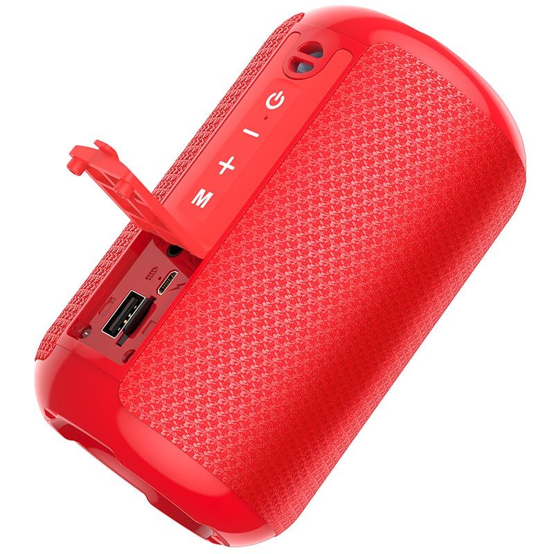 Купить Портативная Bluetooth колонка Hoco HC1 Trendy sound с влагозащитой IPX5 (BT 5.0, AUX, USB, MicroSD, FM радио) Red по лучшей цене в Украине 🔔 ,  наш интернет - магазин гарантирует качество и быструю доставку вашего заказа 🚀
