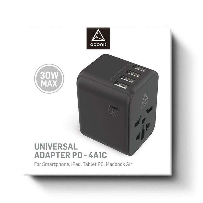 Купить Сетевое зарядное устройство Adonit Universal Adapter PD-4A1C 30W черное по лучшей цене в Украине 🔔 ,  наш интернет - магазин гарантирует качество и быструю доставку вашего заказа 🚀
