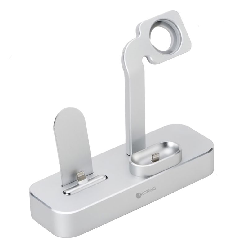 Купить Док-станция CoteetCI 3 in 1 Multifunction Charging Stand Silver для Apple Watch | iPhone | AirPods по лучшей цене в Украине 🔔 ,  наш интернет - магазин гарантирует качество и быструю доставку вашего заказа 🚀