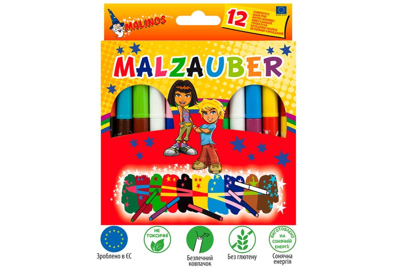 Чарівні фломастери, що змінюють колір MALINOS Malzauber 12 (10+2) шт