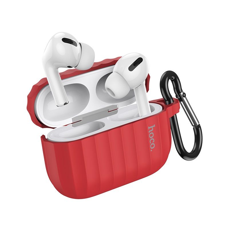 Купить Комплект для Apple Airpods Pro (чехол, карабин, шнур) Hoco WB20 Fenix protective cover Red по лучшей цене в Украине 🔔 ,  наш интернет - магазин гарантирует качество и быструю доставку вашего заказа 🚀
