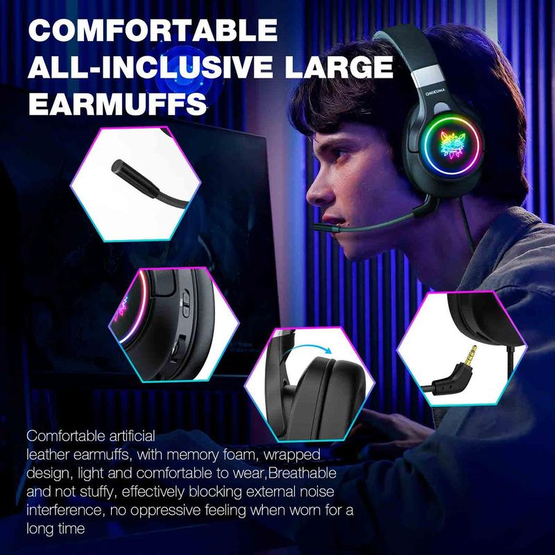 Купити Навушники ігрові Onikuma K15 з мікрофоном Black за найкращою ціною в Україні 🔔, наш інтернет - магазин гарантує якість і швидку доставку вашого замовлення 🚀